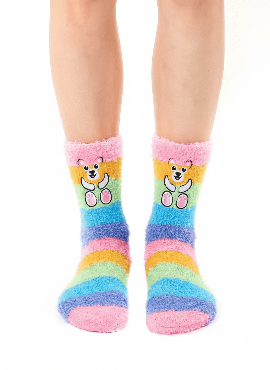 Fuzzy Teddy Crew Socks Multi Living Royal