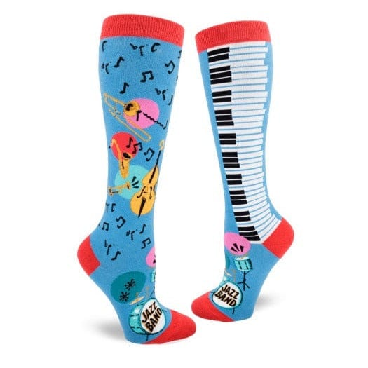 Jazz Band Women's Knee High Socks Blue
