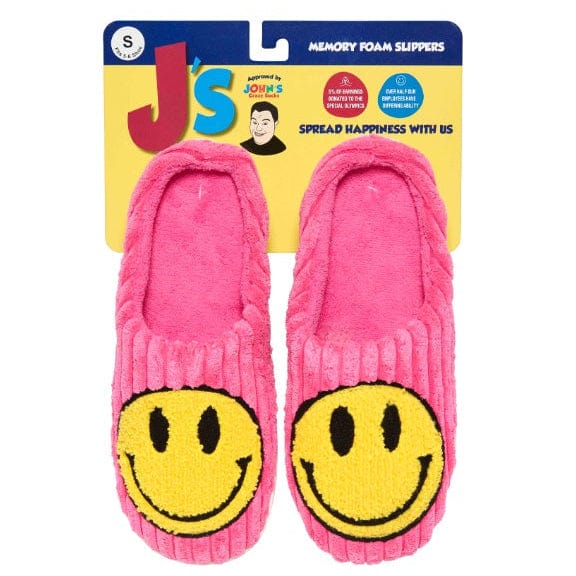 Women's Smiley Face Slippers Pink / Medium