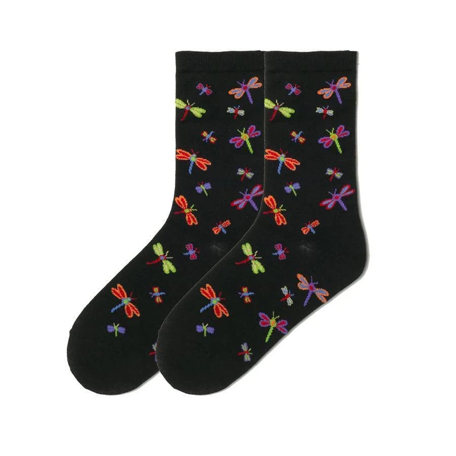 Dragonflies Women&#39;s Crew Socks Black