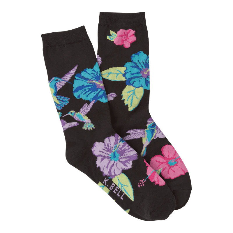 Hummingbirds Women's Crew Socks Black