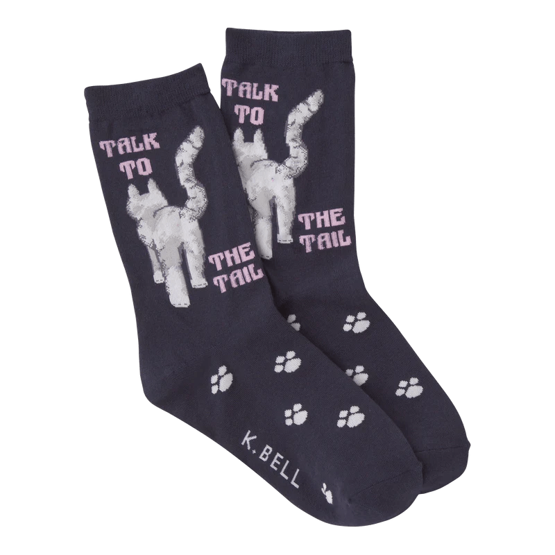 Talk To The Tail Women's Crew Socks Blue