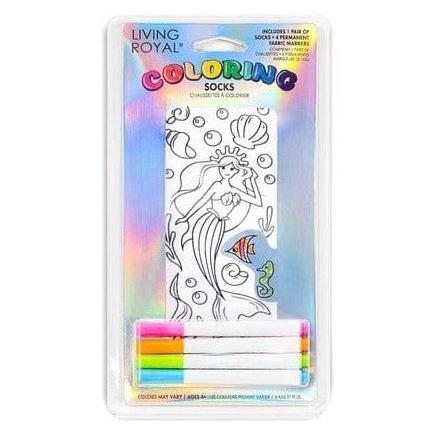 Mermaid Coloring Socks White