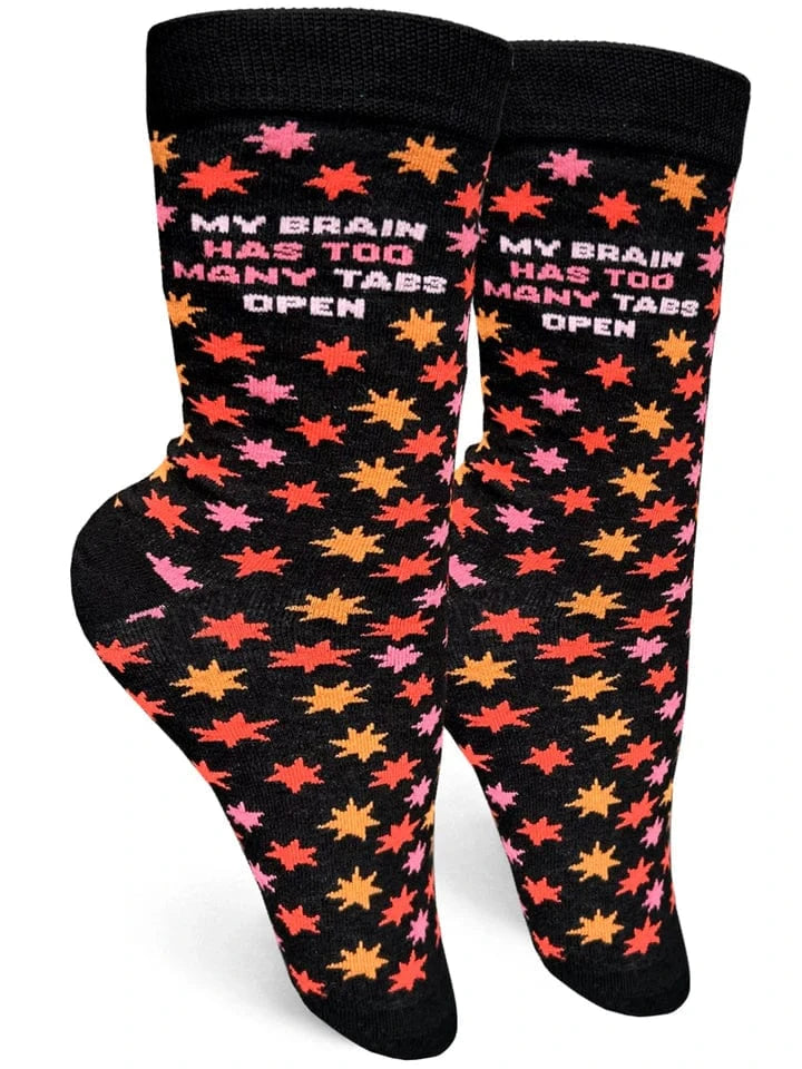 My Brain Has Too Many Tabs Open Women's Crew Socks Multi Groovy Things