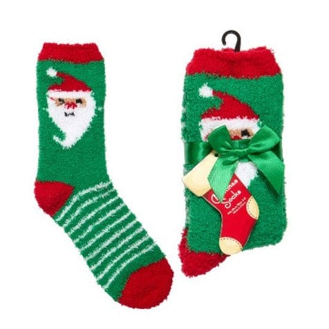 Santa Fuzzy Women&#39;s Sock Green