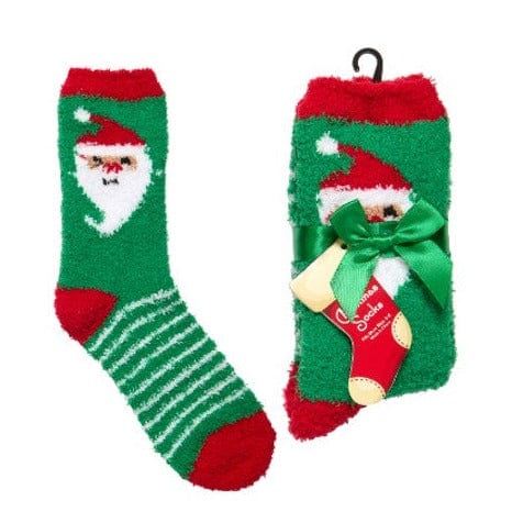 Santa Fuzzy Women's Sock Green