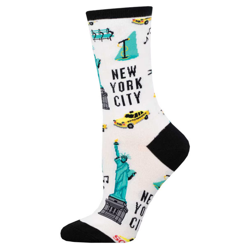 New York City Women's Crew Socks White SockSmith