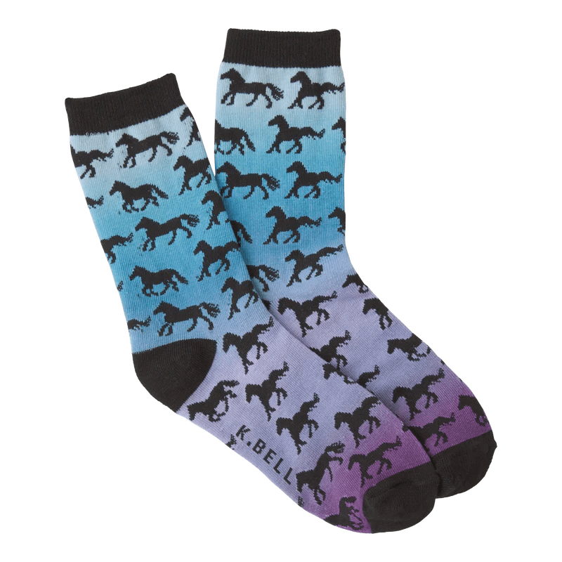 Horse Sunset Women&#39;s Crew Socks Blue