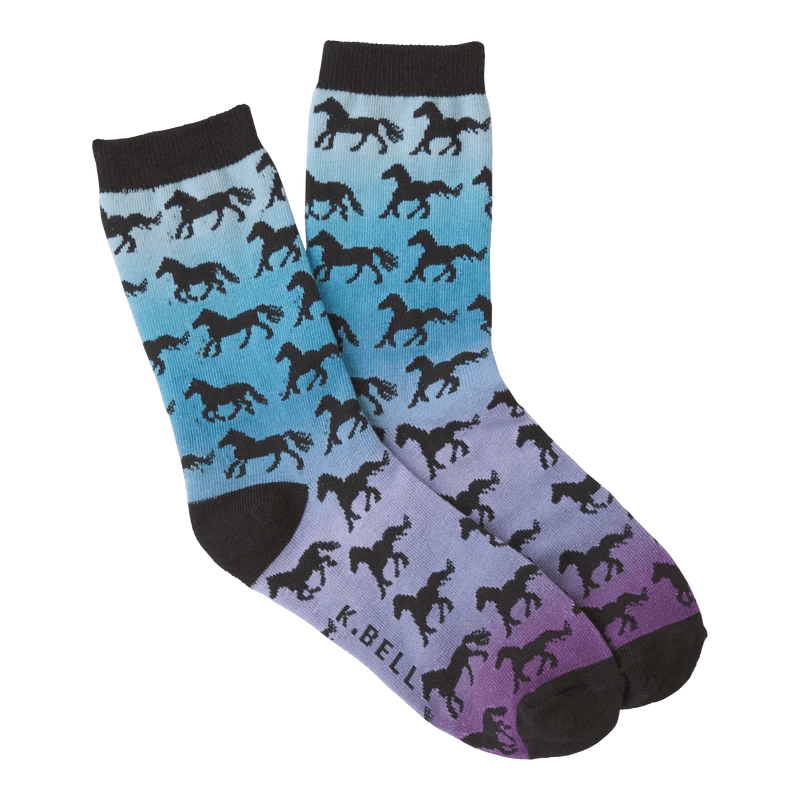 Horse Sunset Women's Crew Socks Blue