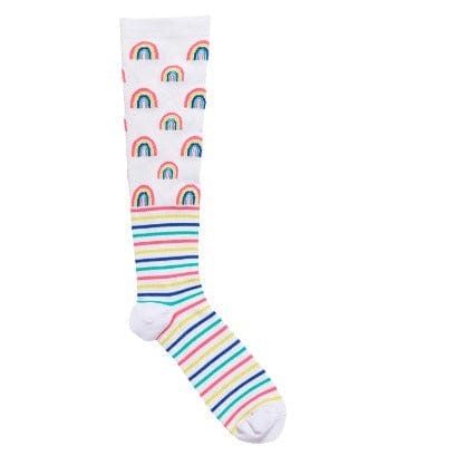 Mini Rainbow Compression Socks White