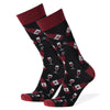 Red Wine Crew Socks Black John's Crazy Socks