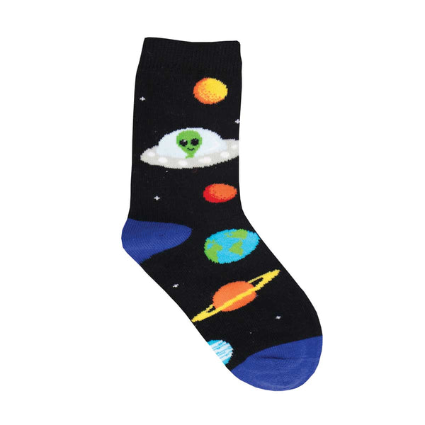 Space Race Children's Crew Sock Black / Youth SockSmith