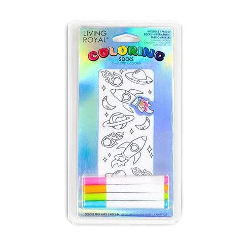 Space Adventure Coloring Socks White