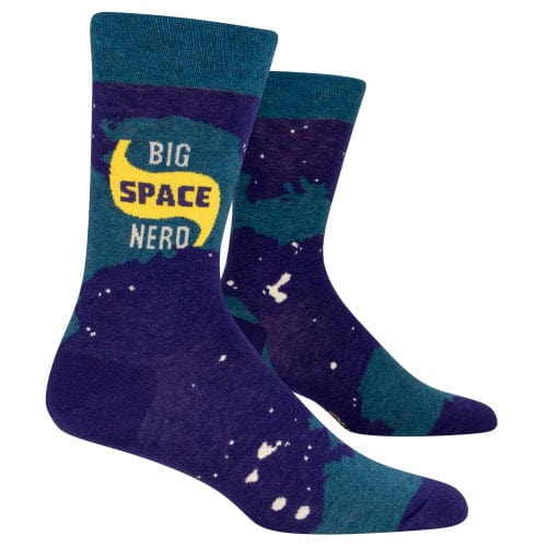Big Space Nerd Men&#39;s Crew Socks Blue