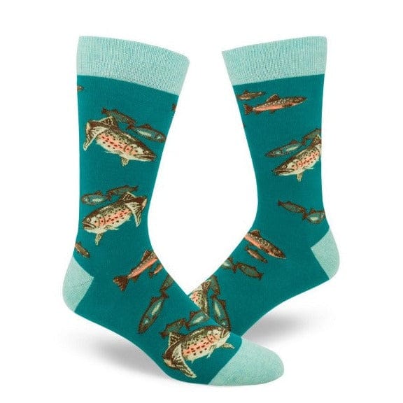 Trout Fishing Men's Crew Socks Teal