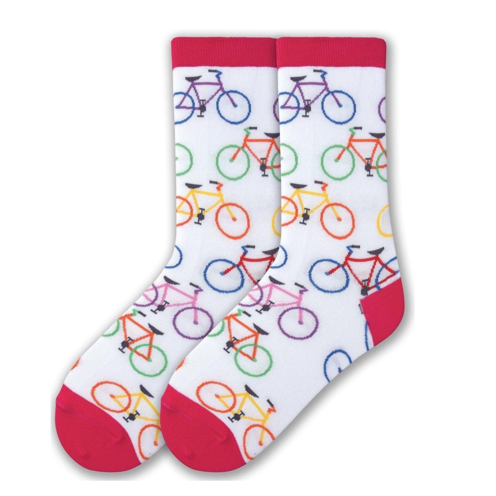 Colorful Bikes Women's Crew Socks White