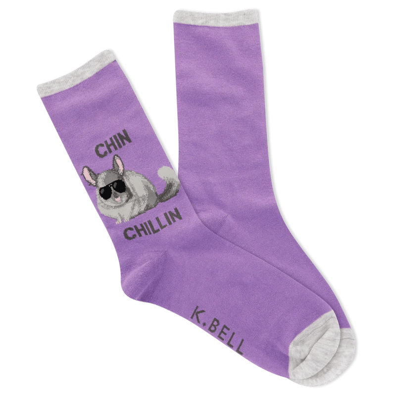 Chin Chillin Women's Crew Socks Purple