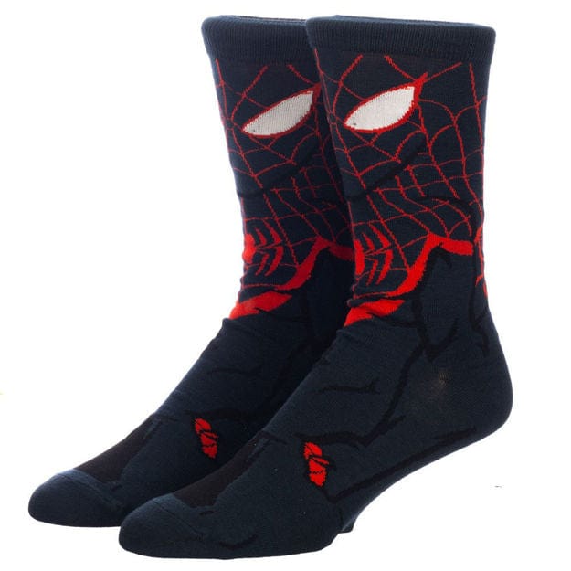Marvel Miles Morales Spiderman 360 Crew Socks Black