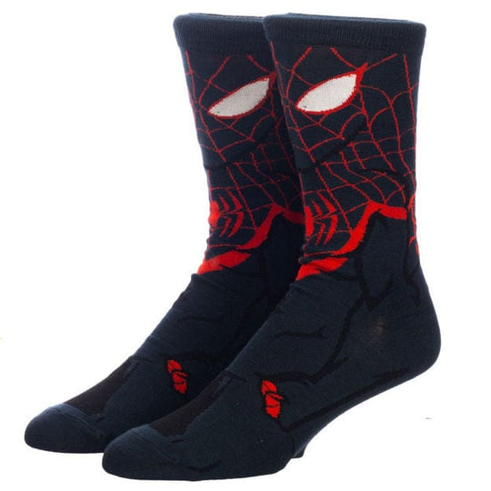 Marvel Miles Morales Spiderman 360 Crew Socks Black