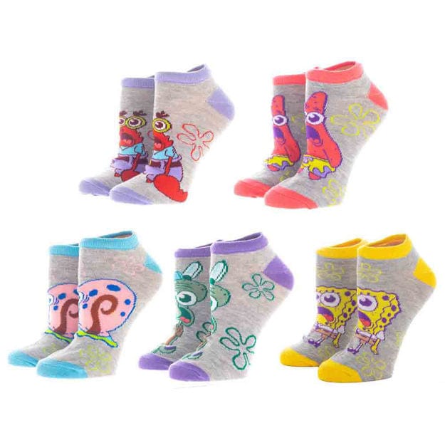 SpongeBob 5 Pair Ankle Socks Multi