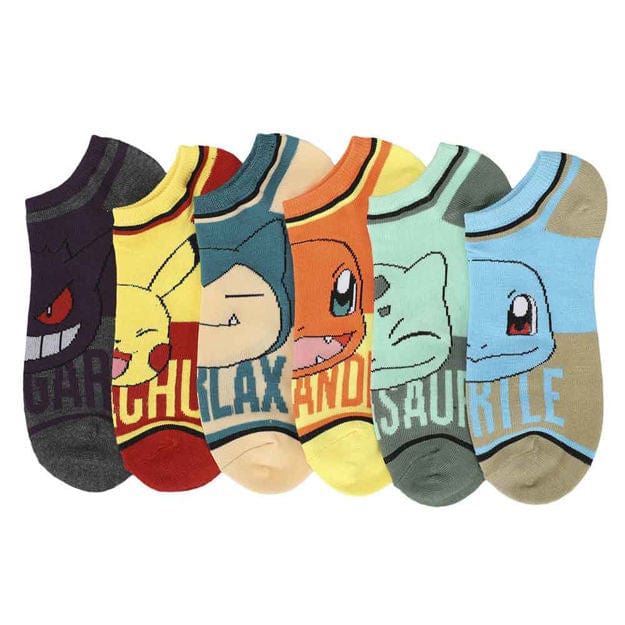 Pokemon Character Names 6 Pack Ankle Socks Multi