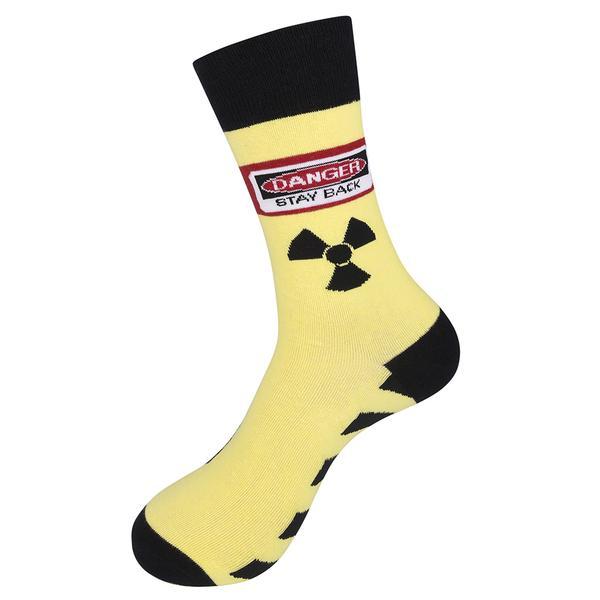 Danger Stand Back! Even My Feet Fart Socks Unisex Crew Sock yellow