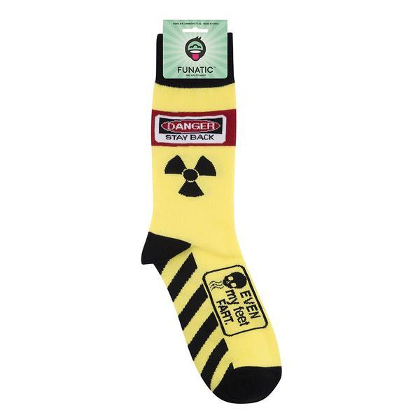Danger Stand Back! Even My Feet Fart Socks Unisex Crew Sock yellow
