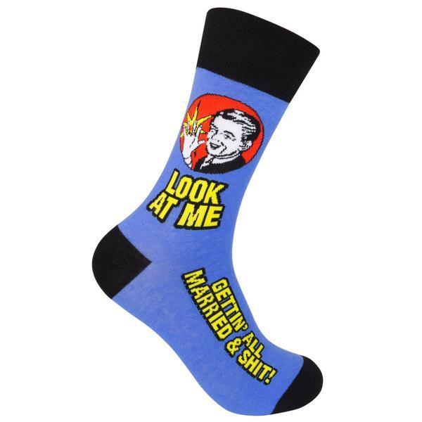 Look at Me Gettin' All Married Socks Unisex Crew Sock blue