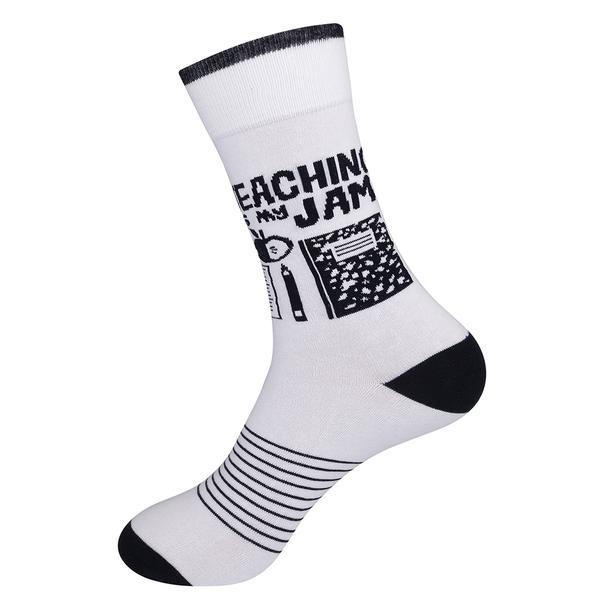 Teaching is My Jam Socks Unisex Crew Sock white