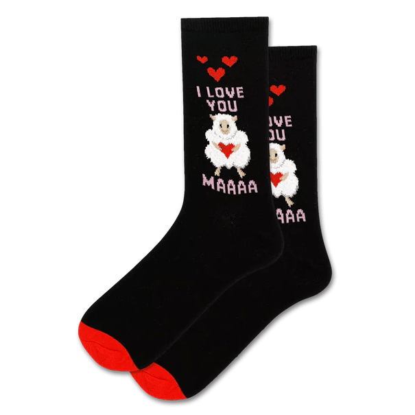 I Love You Maaa Women's Crew Socks Black