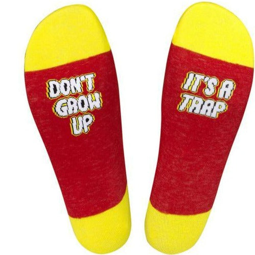 Don't Grow Up. It's a Trap Socks Unisex Crew Sock red