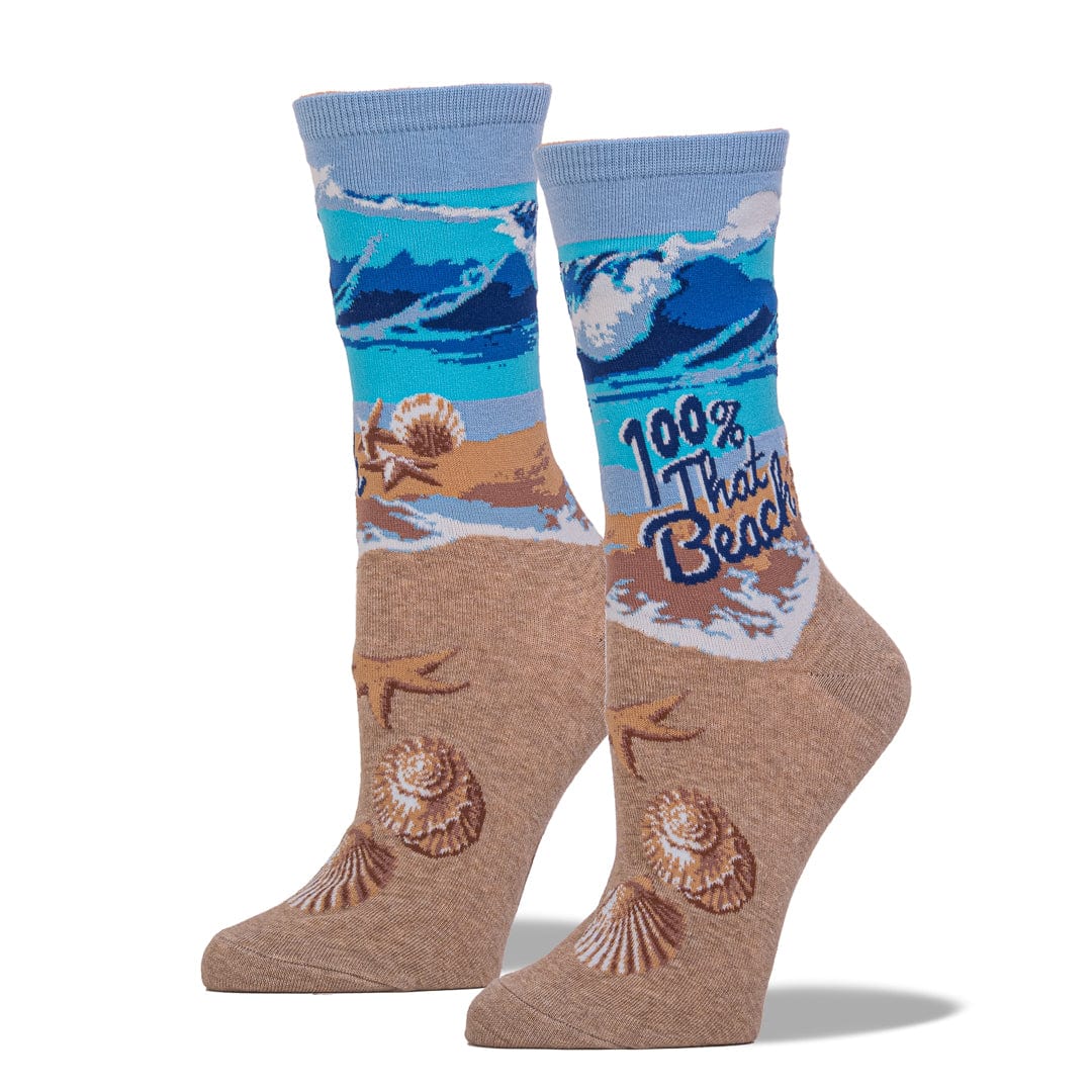 100% That Beach Women's Crew Sock Blue