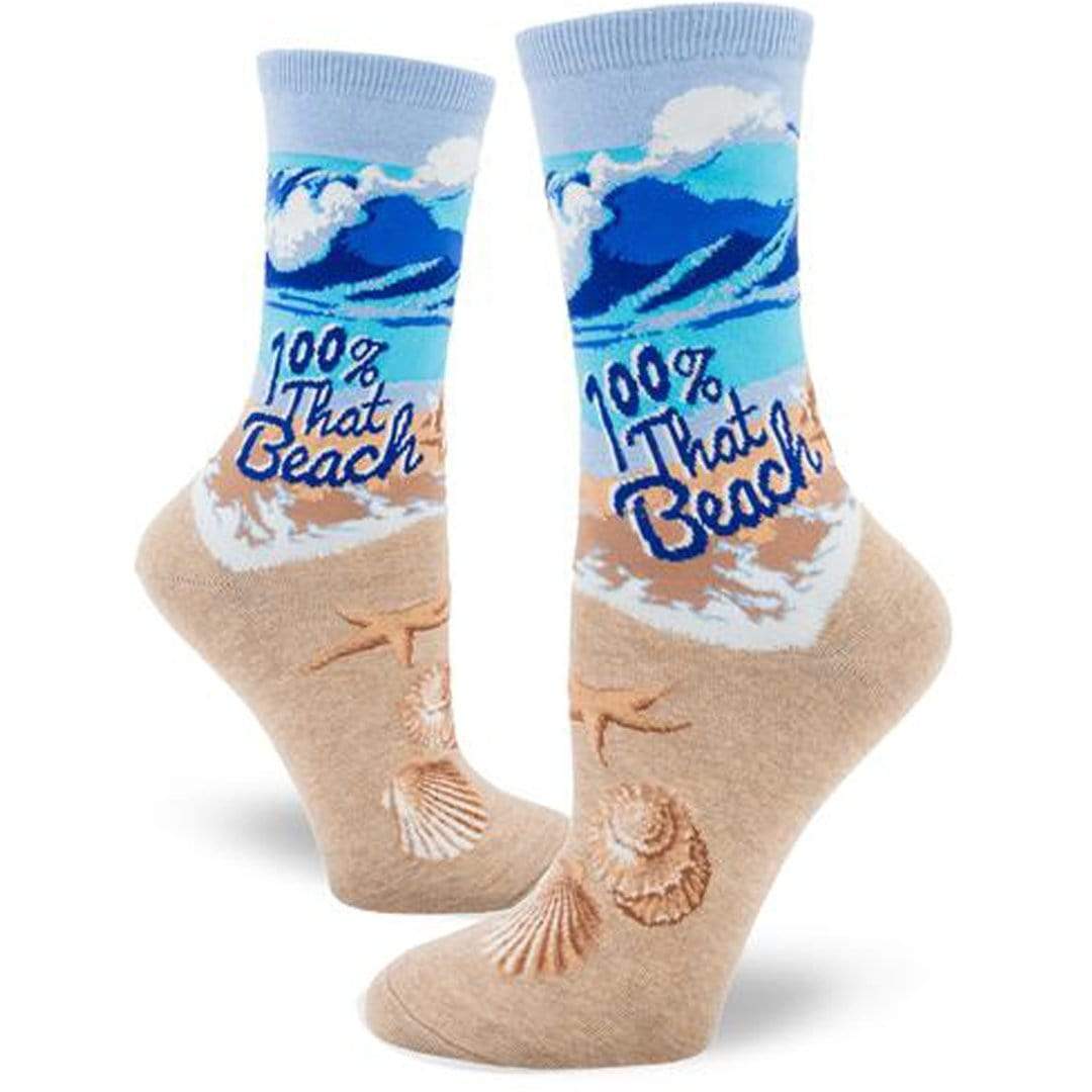 100% That Beach Women's Crew Sock Blue