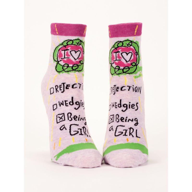 I Love Being a Girl Socks - Women's Ankle Sock purple
