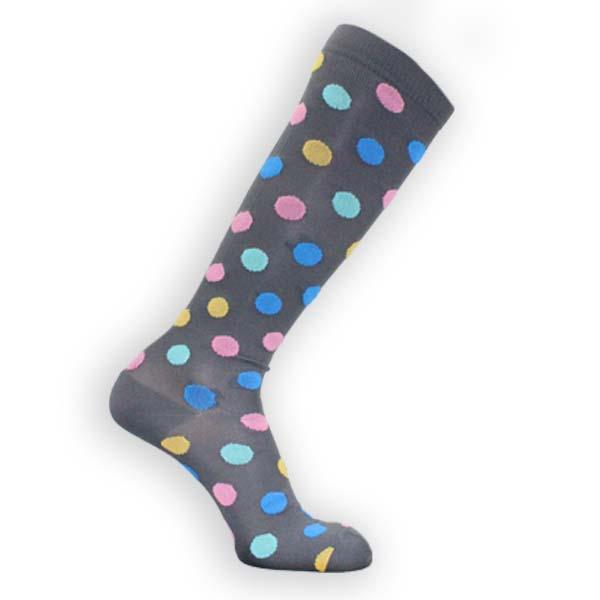 Grey Polka Dot Compression Socks Knee High Sock Charcoal