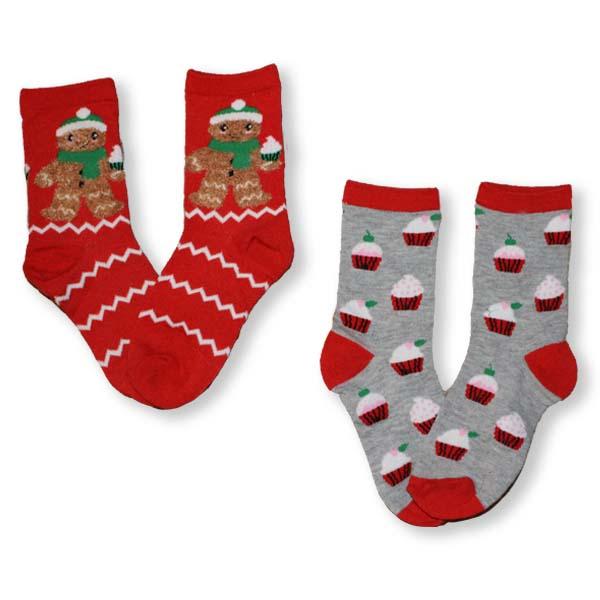 Gingerbread Man Socks Children’s Christmas 2 Pack Sock Red