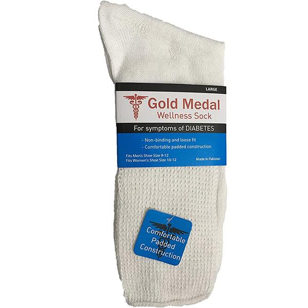 White Diabetic 3 Pack Socks Medium / White