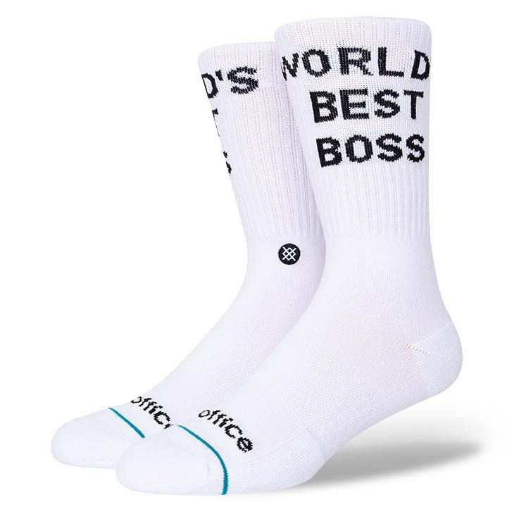 World&#39;s Best Boss Men&#39;s Crew Sock White