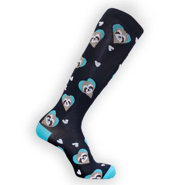 Sloth Heart Compression Socks Knee High Sock Black