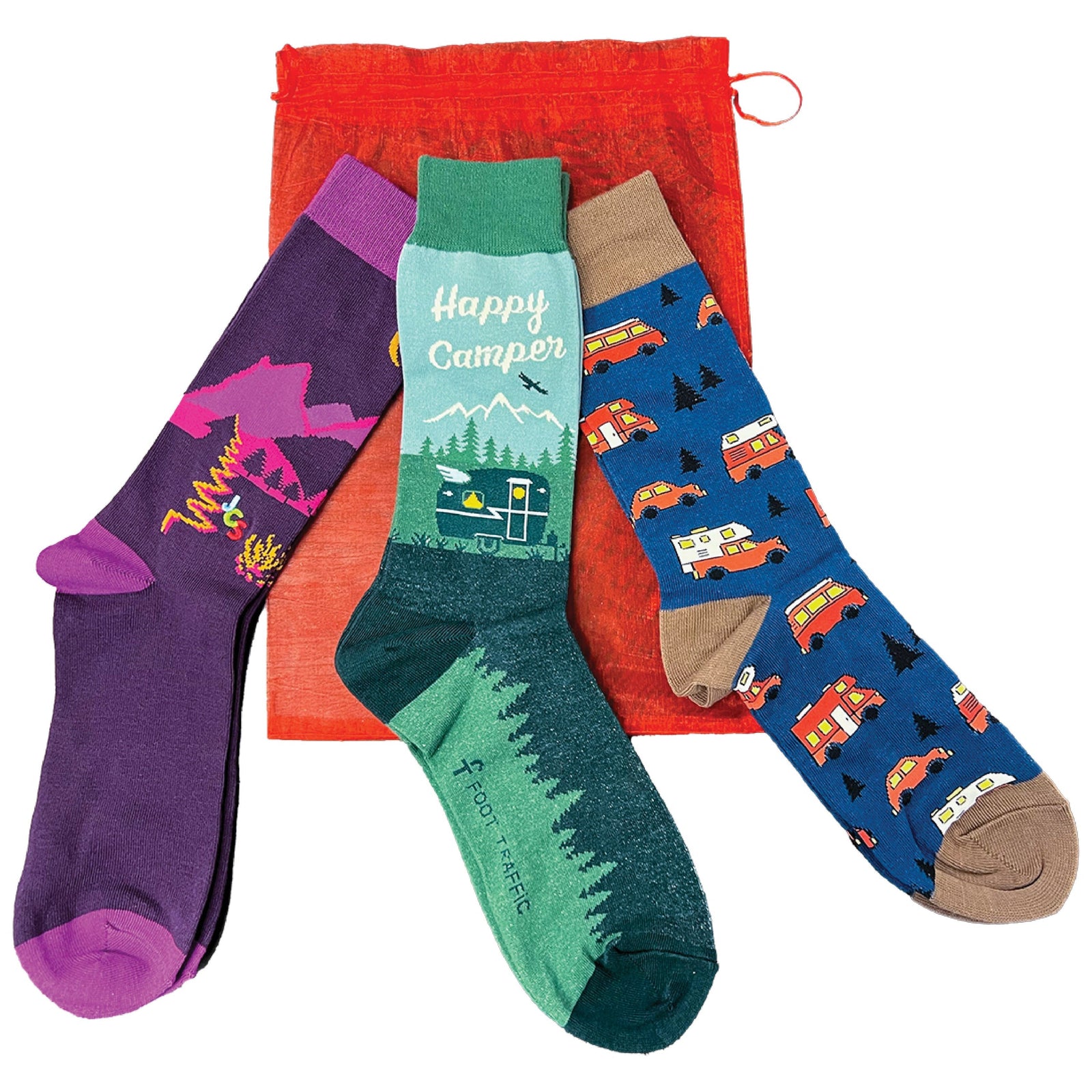 Happy Camper Gift Bag For Him Green / Purple