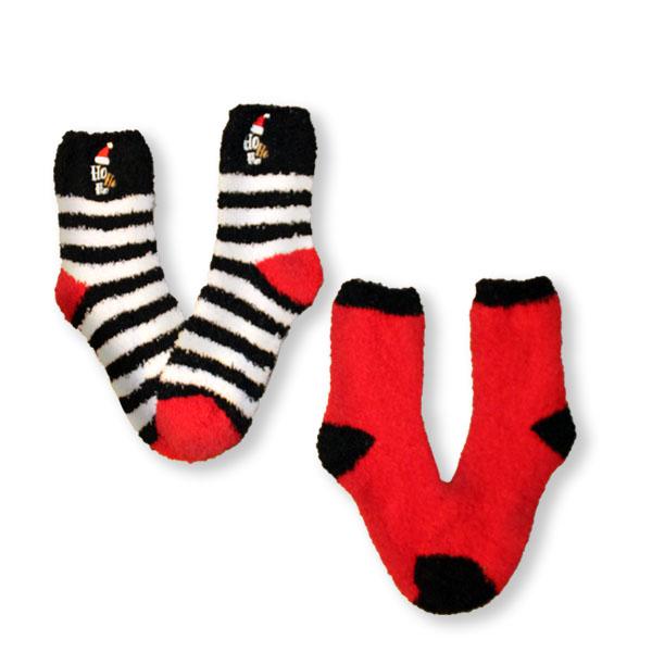 Fuzzy Ho Ho Ho Women’s 2 Pack Socks Black