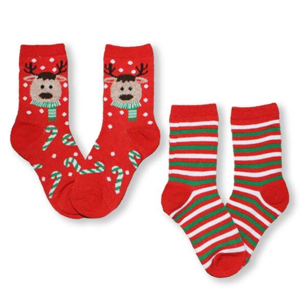 Reindeer Socks Children’s Christmas 2 Pack Sock Red