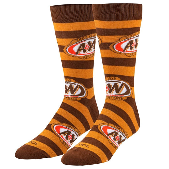 A&W Stripes Men's Crew Socks Brown