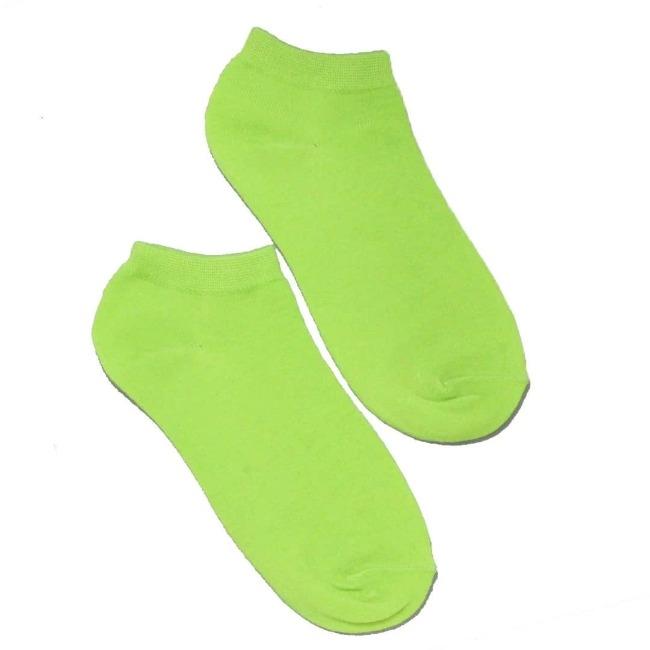 Neon Solid Colored Socks Women&#39;s Ankle Sock Green