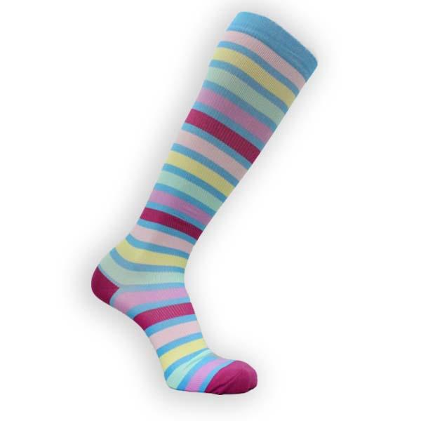 Colorful Blue Striped Compression Socks Knee High Sock Light Blue