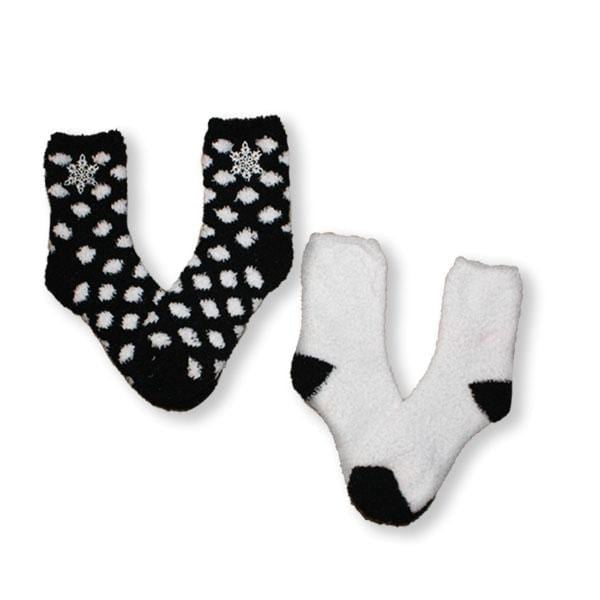 Fuzzy Snowflake Women’s 2 Pack Socks Black