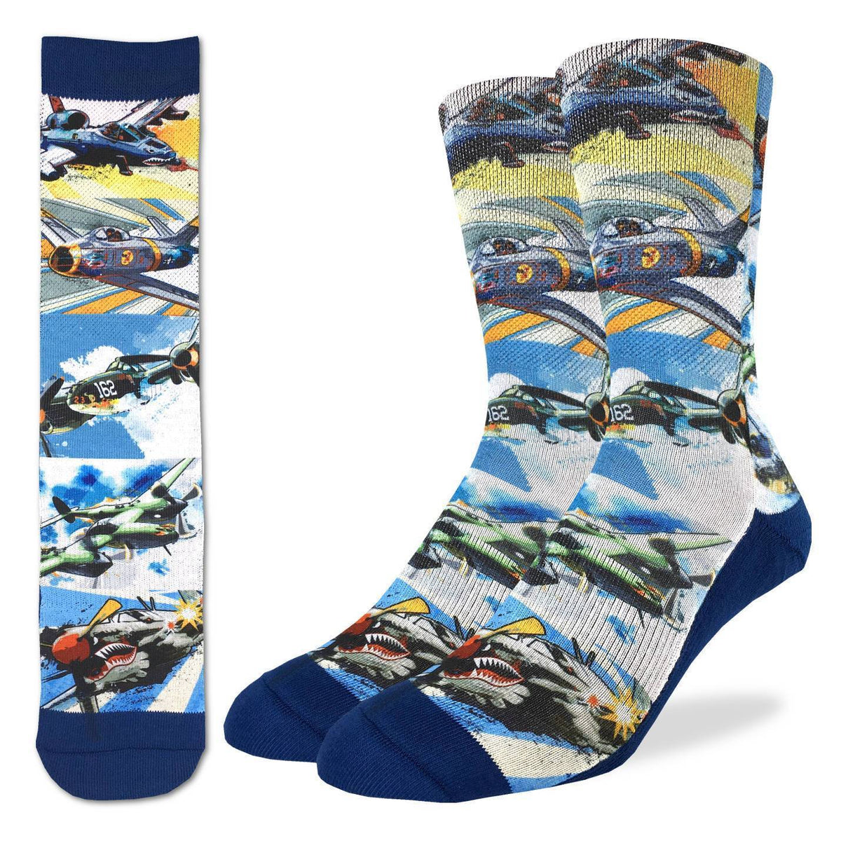 Fighter Jets of the 50&#39;s Active Fit Crew Socks Men&#39;s Sock Blue