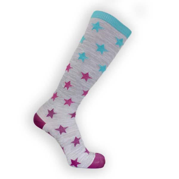 Colorful Stars Compression Socks Knee High Sock Grey