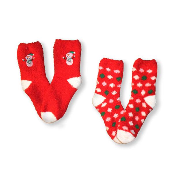 Fuzzy Snowman Women’s 2 Pack Socks Red