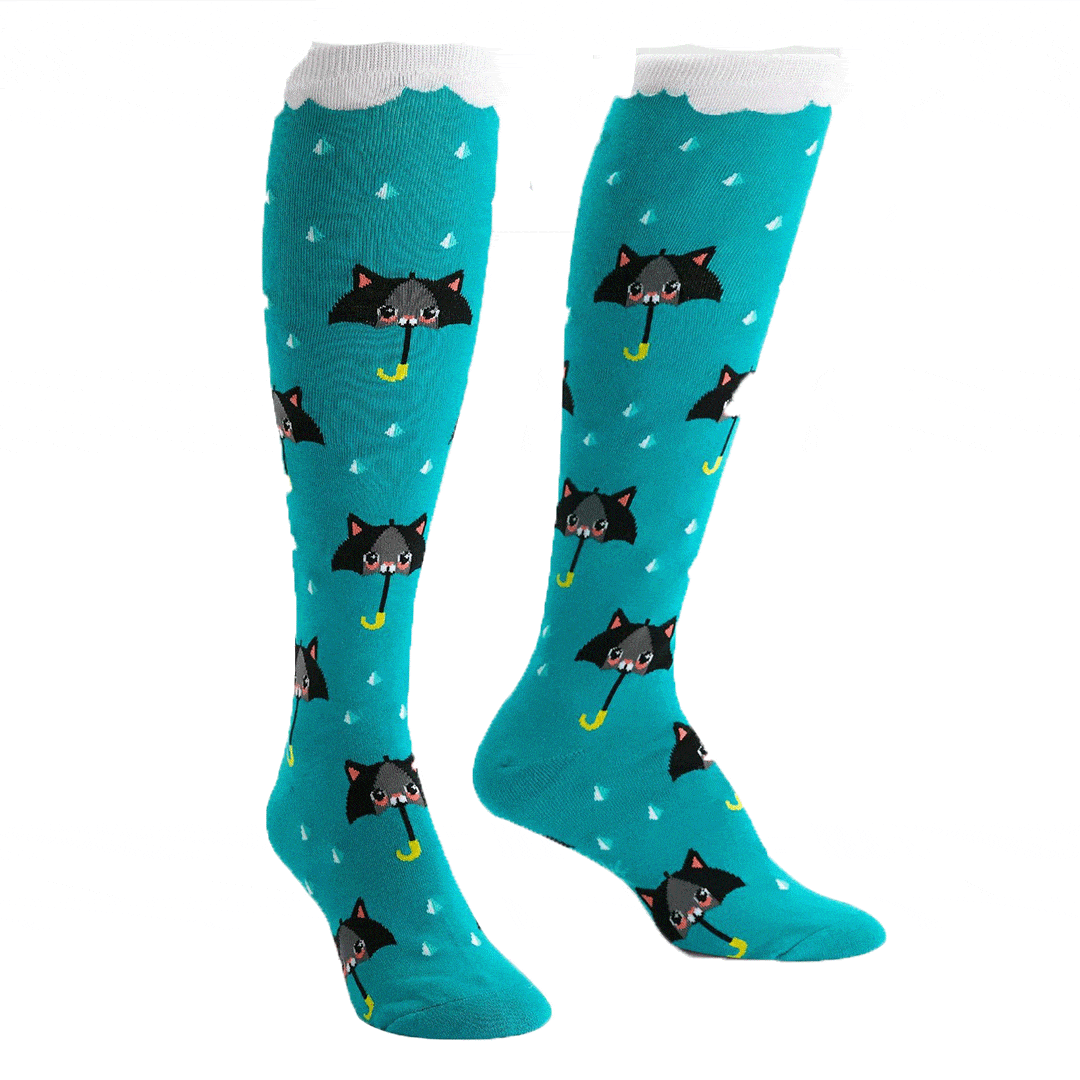 50% Chance of Cats Socks Women's Knee High Sock blue